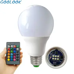 Goolook E27 RGB светодиодный лампы 3 W 5 W 7 W 9 W 110 V 220 V светодиодный s лампы лампочки RGB пятно 24Key ИК-пульт дистанционного Управление украшения для дома