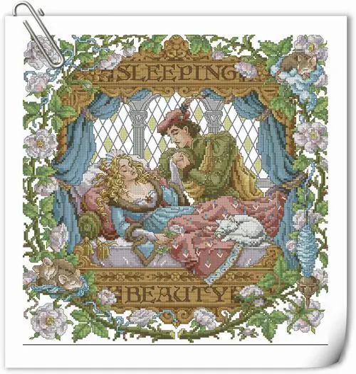 cs-2229 Cross Stitch Kit Sleeping Beauty Princess and Prince King janlynn