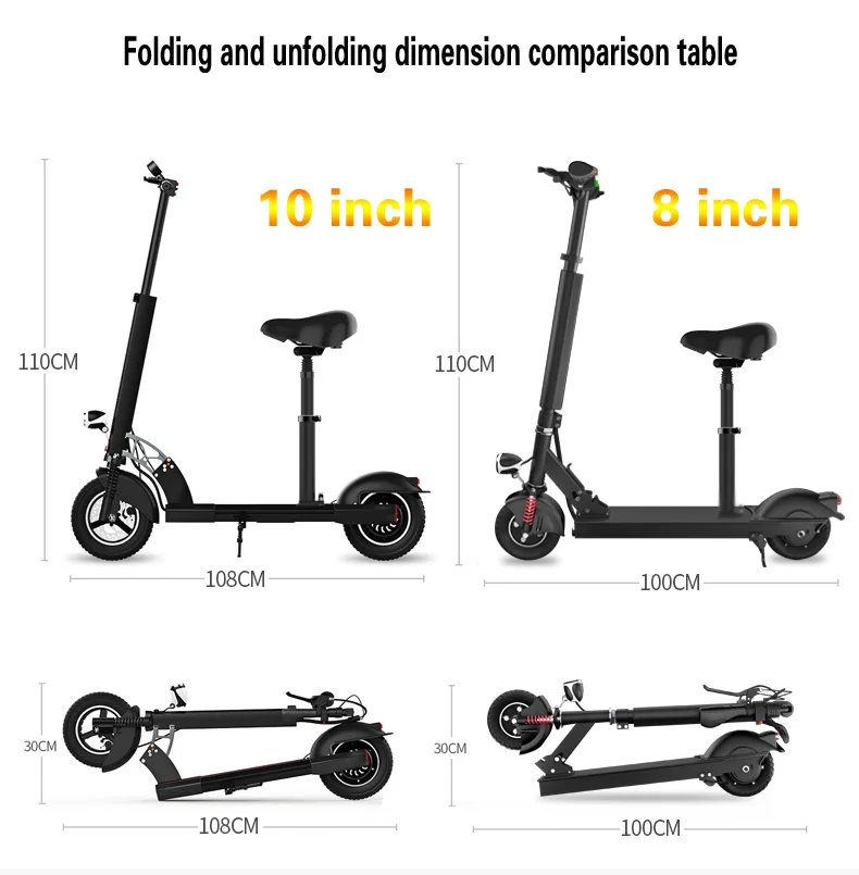 Discount Somatosensory electric powered adult electric scooter foldable 2 wheels scooter lithium electric drive Aluminum alloy 24