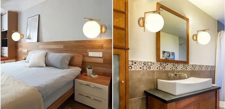 Lâmpada de Parede para Sala Sala de Estar Parede do Quarto Corpo de Ferro Abajur de Vidro Luz do Banheiro Sconce Moderno Levou de Estar Luz Lâmpada Retro Casa Iluminação 9 led wall lamp