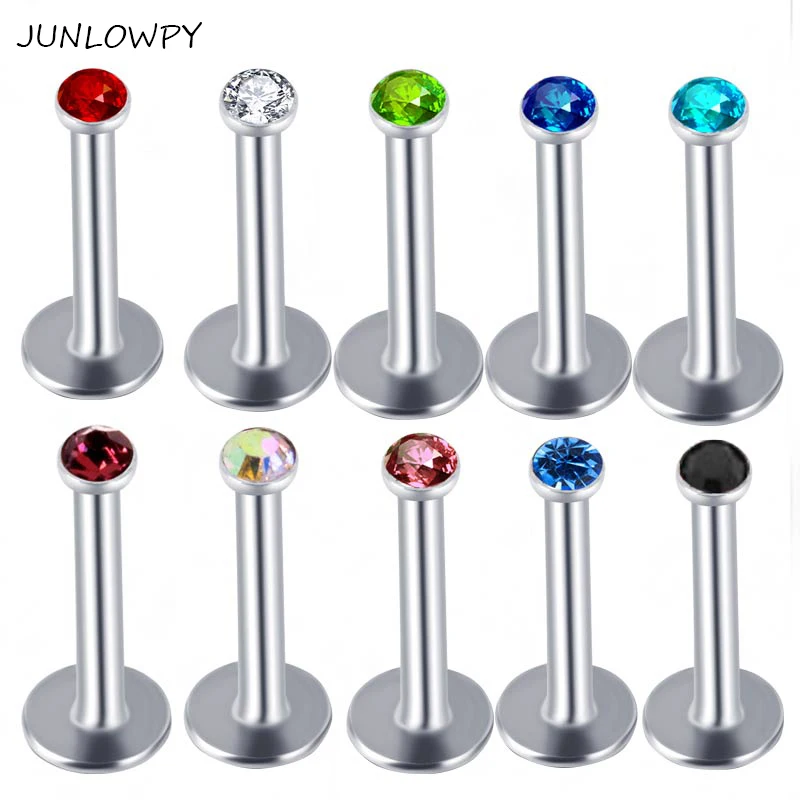 JUNLOWPY Titanium Anodized Stainless 16G Labret Monroe Lip Rings Body Jewelry Tragus Helix Piercing Earring Studs Barbell 100pcs