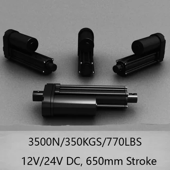 

High quality 650mm stroke 3500N/350KGS/770LBS heavy load Max 8mm/s speed 12V DC black waterproof linear actuator
