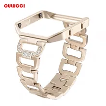 Для Fitbit Blaze полос с рамкой, ремешок из нержавеющей стали со стразами Bling Замена аксессуары, ремни черный, серебристый, розовое золото