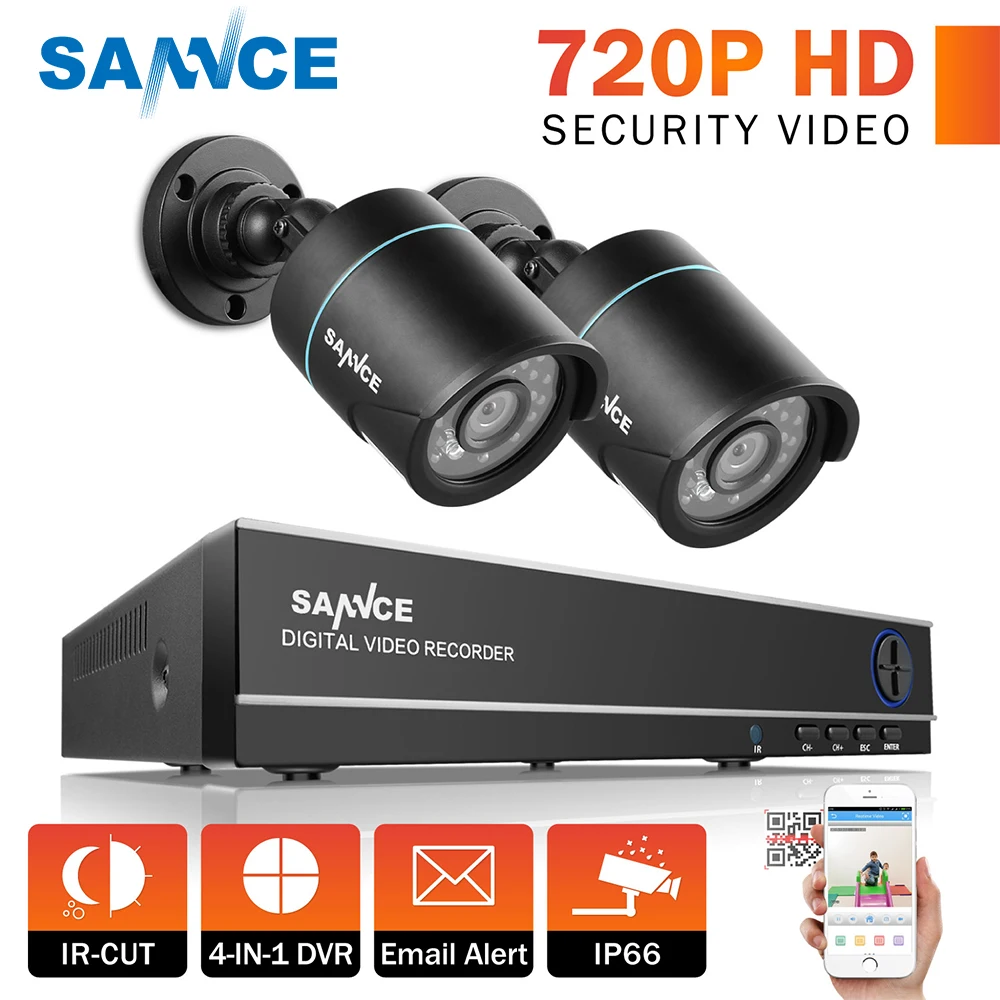 

SANNCE HD 4CH CCTV System 1080N HDMI DVR 2PCS 720P 1280TVL CCTV IR Outdoor Video Surveillance Security Cameras 4ch DVR Kit