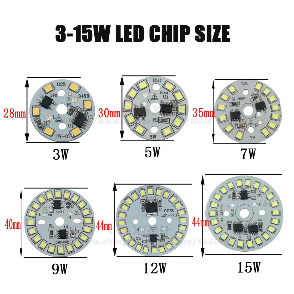 10 шт. 3W5W7W9W12W15W AC 220 В Smart IC драйвер платы светодиодных проводников лампы+ 2Pin линия SMD2835 Алюминий КСП плита супер яркий светодиод для светильник