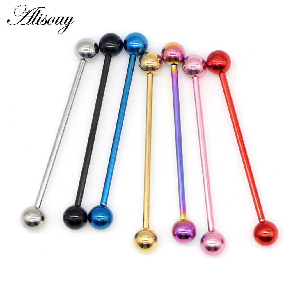 Alisouy 1PC 14G piercing industriali in acciaio inossidabile orecchini per impalcature con bilanciere trago Ear Gauge gioielli per il corpo con palline o coni Spike