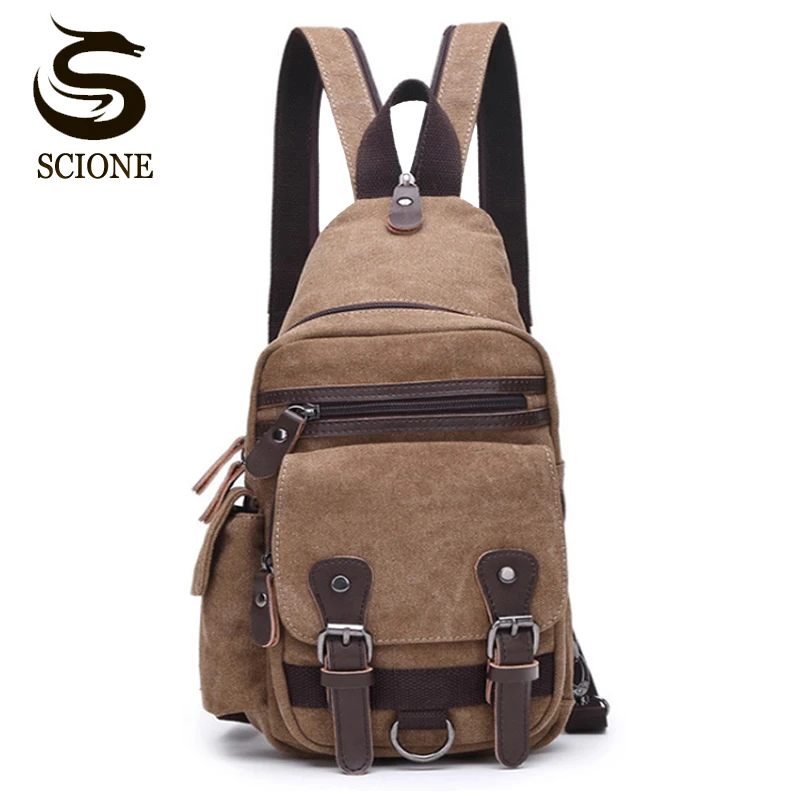 Hot Fashion Trend Chest Pack Men's Backpack Vintage Canvas Backpack