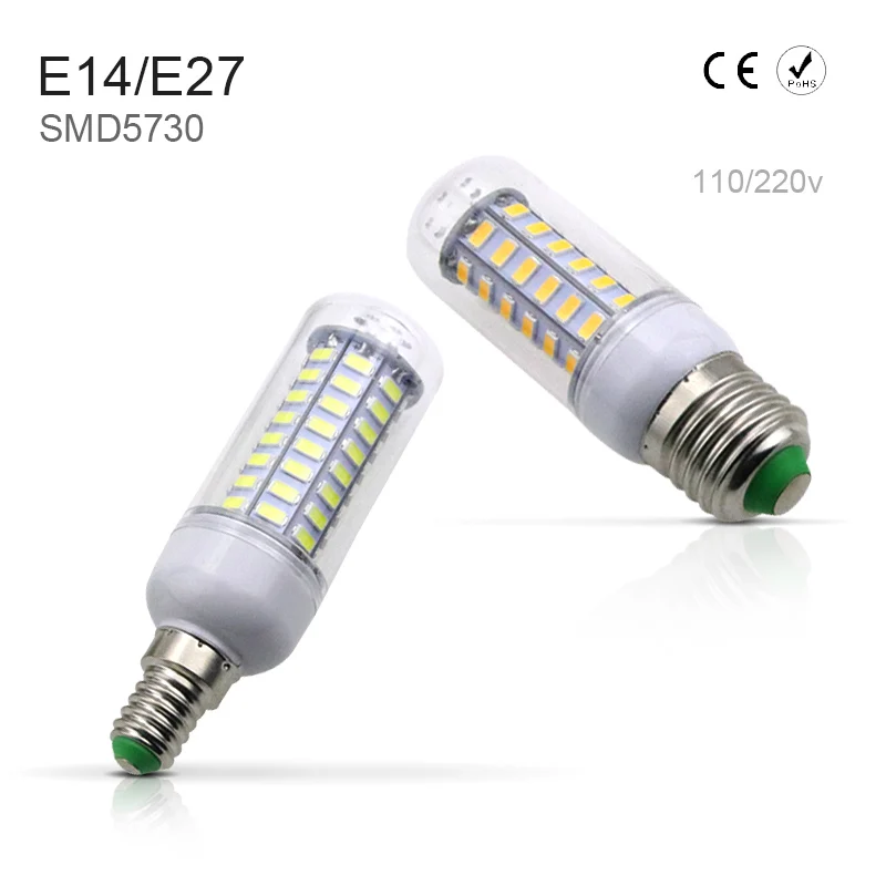 E14 светодиодный светильник Кукуруза лампы E27 5 Вт 7 12 15 18 20 5730SMD 24 36 48 56 69 72 s 220 В