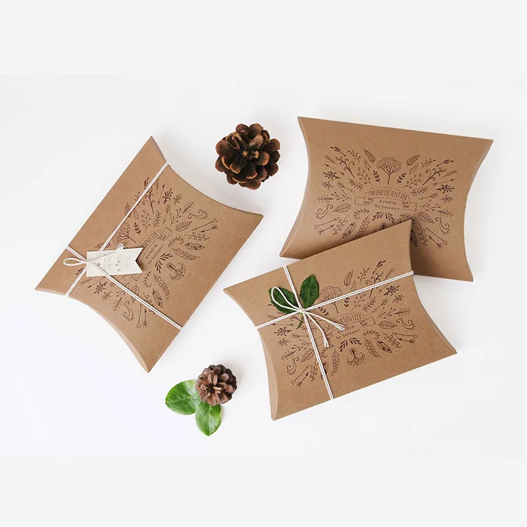 50 x Retro Pattern Kraft Pillow Favour Sweet Box,Recycled ...