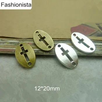 

Fashionista- 90 pcs Antique Bronze/Silver Vintage Cross Connector Charms For Bracelet Making,12*20mm Zinc Alloy Jewelry Findings