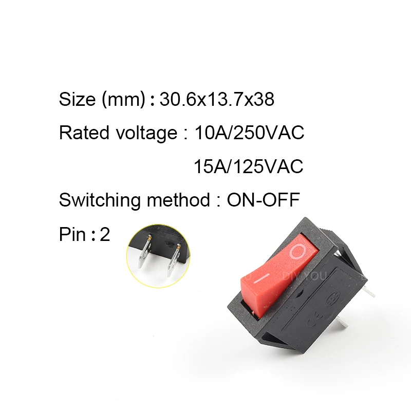 5 pcs KCD3 With Light Power Switch 10A 250V AC 15A 125V AC 2/3 Pin SPDT KCD3 ON-OFF-ON 2/3 Position Boat Rocker Switch