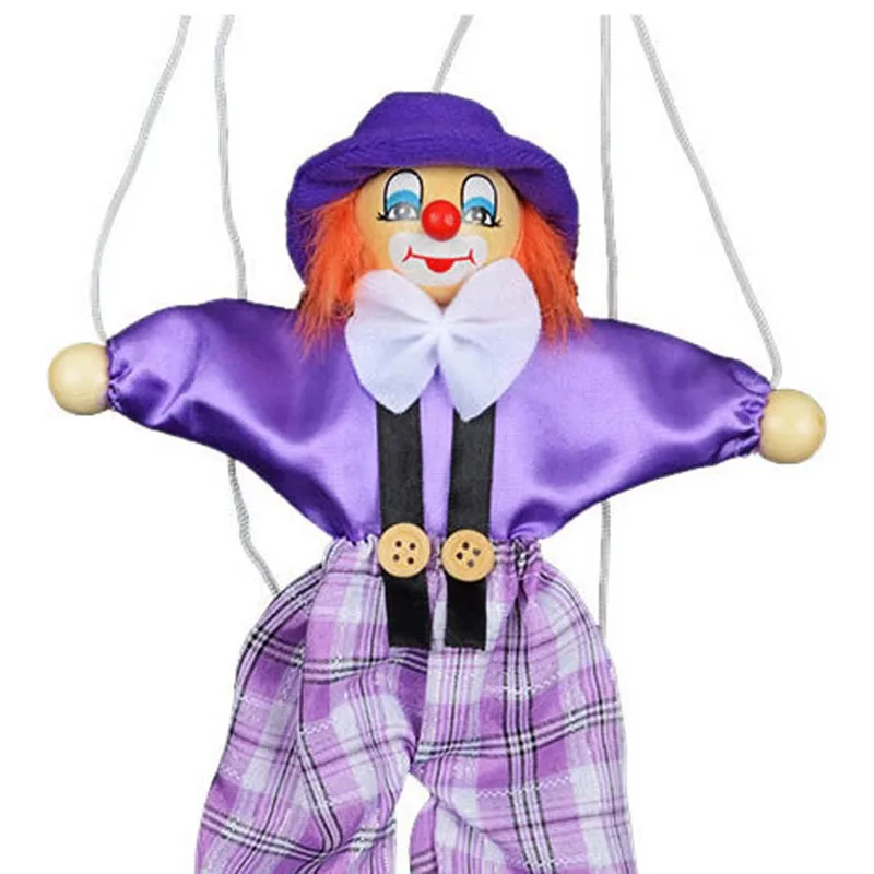 Pull String кукольный клоун деревянный марионетт игрушка шарнир активности кукла Винтаж ребенок