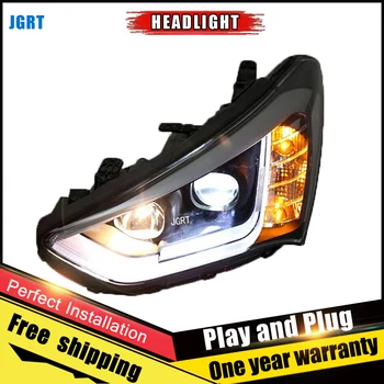 

2PCS Car Style LED headlights for Hyundai ix45 2013-2014 for ix45 head lamp LED DRL Lens Double Beam H7 HID Xenon bi xenon lens
