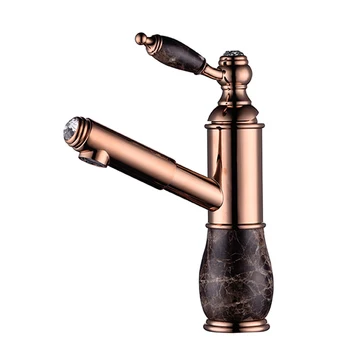 

Azos Pull-out Faucet Soft Basin Brass Jade Rose Gold Cold and Hot Switch Bathroom vegetable Sink Shower Room Round MP0800B-2