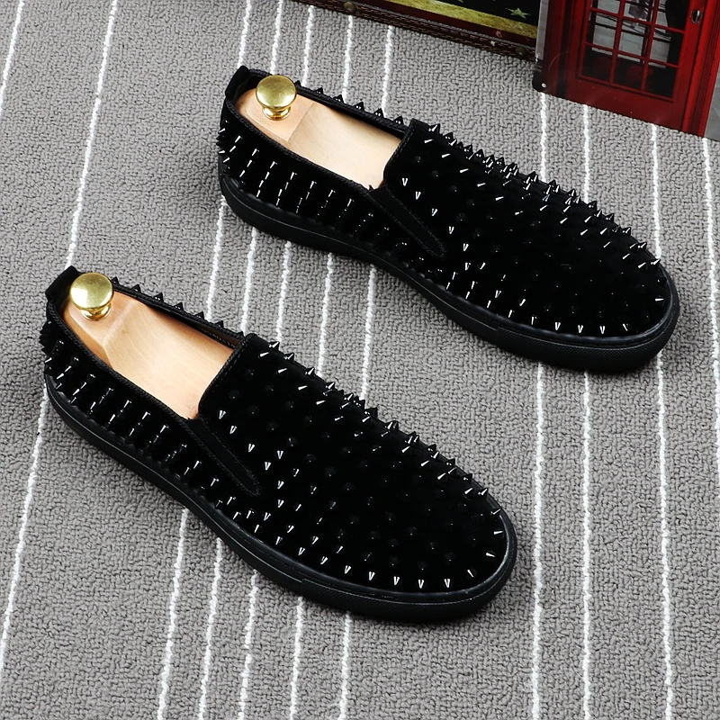 

Stephoes 2019 Luxury Brand New Fashion Men Punk Shoes Superstar Casual Low Top Rivets Men Loafers Round Toe Bling Sneakers