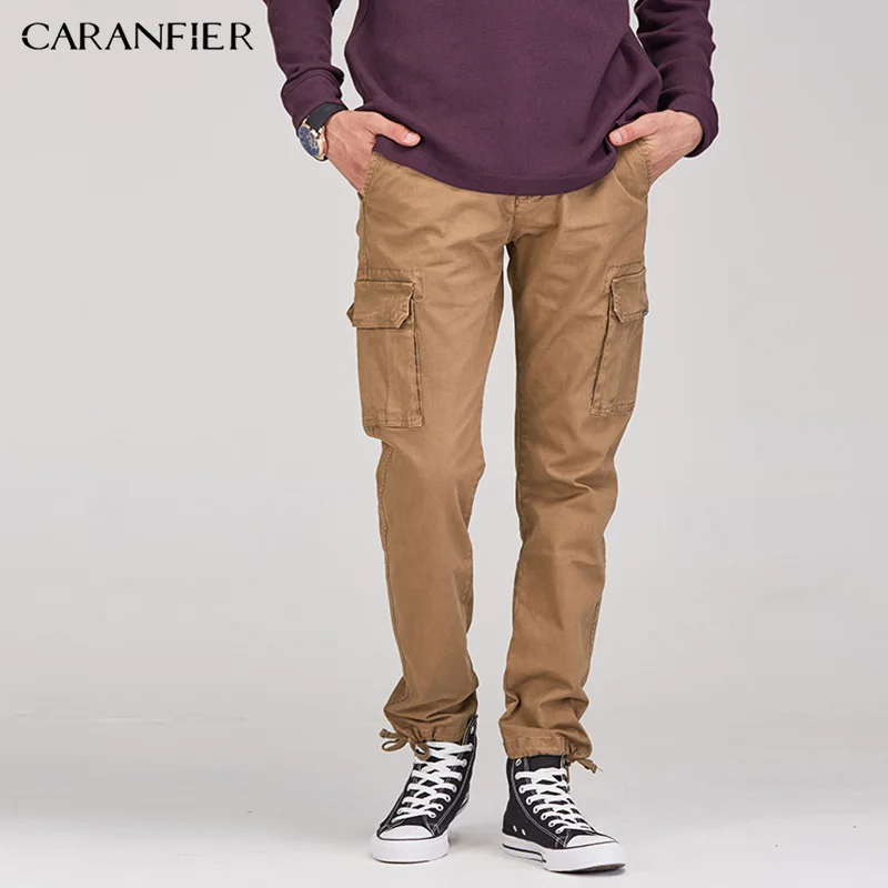 CARANFIER осенние мужские хлопковые брюки карго с несколькими карманами, брендовая одежда, уличная одежда, мужские повседневные штаны высокого качества, штаны для улицы