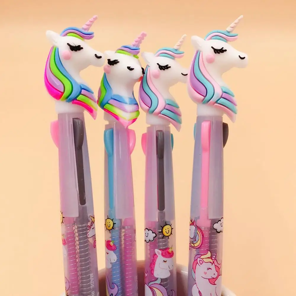 

1 PCS Cartoon 3 Colors Unicorn Flamingo Ballpoint Pen Cute Animal Ball Pens Material Escolar office school Writing supplies