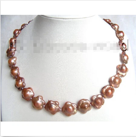 

CLASSIC 17mm champagne natural SOUTH Reborn keshi flower pearls necklace b1111^^^@^Noble style Natural Fine jewe FREE SHIPPING