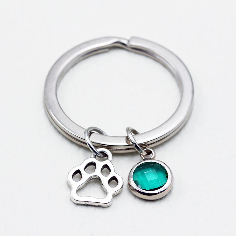 

Small Dog Paw Print/2019 New Personalized Car Keychain/Birthstone Pendant Key Chain/Sister Girlfriend Gift/Women Fashion Jewelry