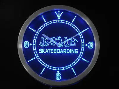 Nc0359 Скейтбординг тренировочная игра неоновый знак светодиодный настенные часы