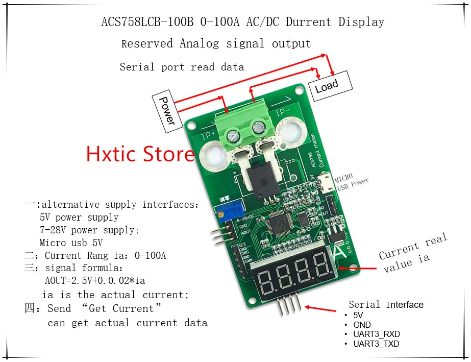 ACS758LCB 100B ACS758 0 100A AC DC current display meter