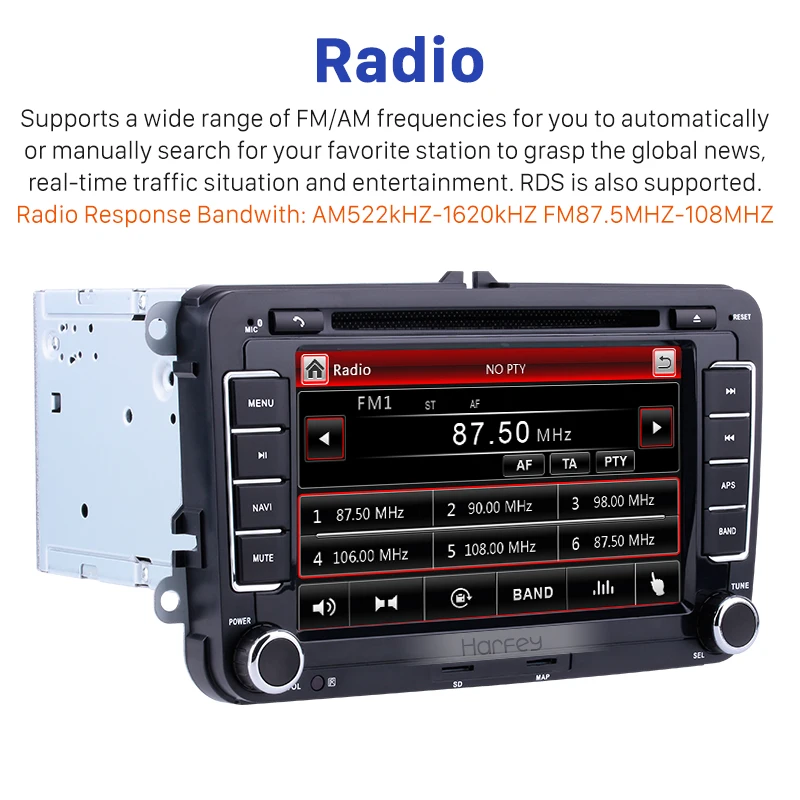 Автомагнитола Harfey для Skoda Yeti мультимедийный проигрыватель 2 din с 7 &quotэкраном GPS Superb