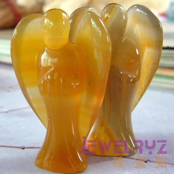 

2019 New !!!!! Fashion Natural Beautiful Stone Agates Angel Charms Statue Carved Angel Figurine With Wing Pendant Stone Pendants