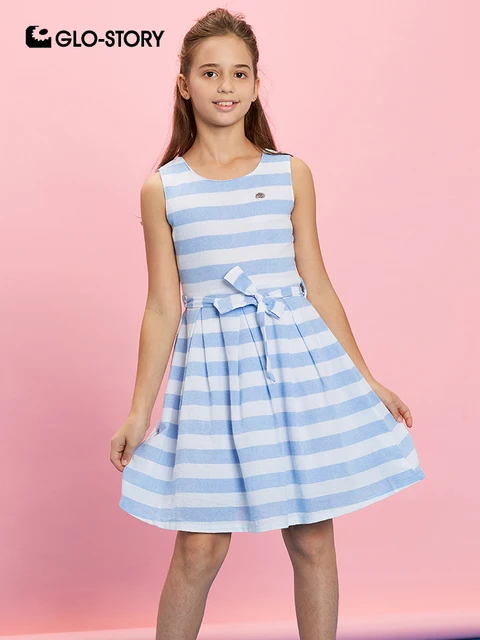 GLO STORY Kids Girls 2019 Summer Sleeveless Striped Dresses Children ...