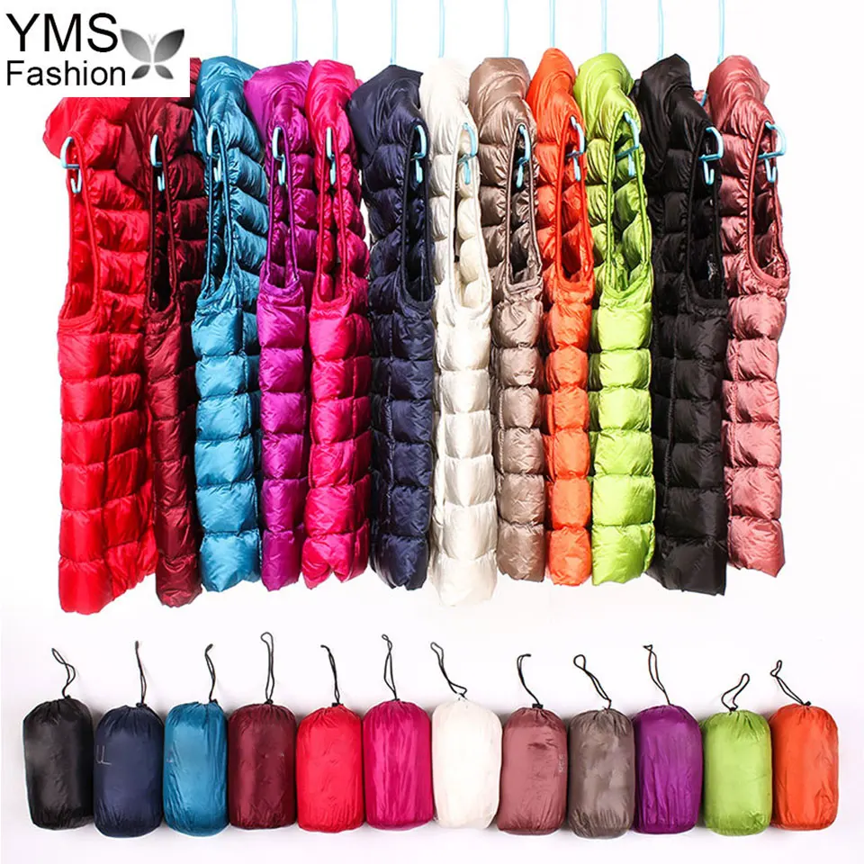 

2018 Women's Down Jacket Korean Sleeveless Ultra Light Down Jacket Female 90% White Duck Down Vest Coat Lady Plus Size