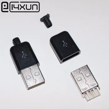 

10PCS Male USB Connector Kit 5P 5pin USB 2.0 Plug Type A DIY Components White /Black Plastic Cover