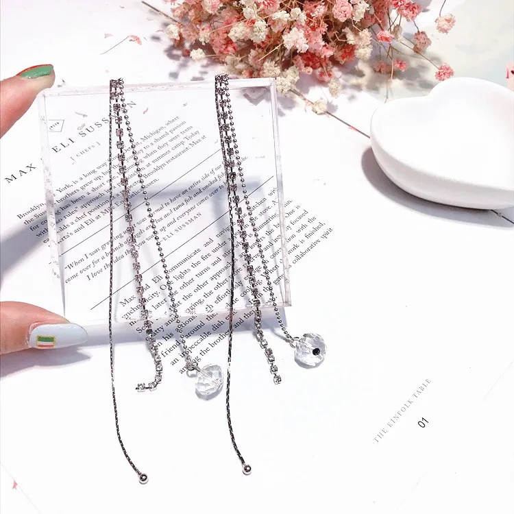 cubic zircon long tassel earring Hypoallergenic fadeless alloy fashion jewelry dangle earrings for women girl Christmas gift