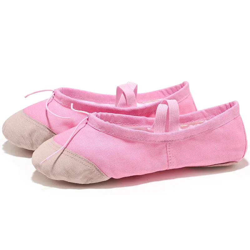 USHINE/EU22-45 тканевые/кожаные тапочки для занятий йогой; обувь для занятий в тренажерном зале; парусиновая обувь для занятий балетом; детская обувь для девочек и женщин - Цвет: pink