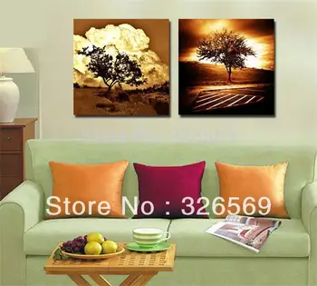 

Free shipping Europe style clouds and tree wall art Canvas Prints Classical Oil Painting Picture Printed On Canvas