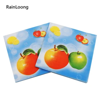 

[RainLoong] Fruit Apple Paper Napkin Event & Party Supplies Tissue Decoupage Servilleta 33cm*33cm 5 packs (20pcs/pack)