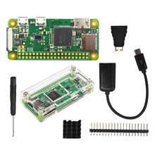 Raspberry Pi Zero W-Kit de iniciación, carcasa de acrílico, disipador de calor, cabezal GPIO de 2x20 pines, mejor que Raspberry Pi Zero 1,3