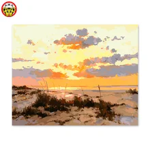 Цифровая картина маслом ручной работы DIY украшение гостиной спальни диван фон вешается на стену установка солнца пейзаж
