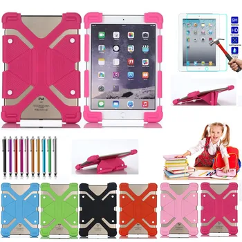 

Universal Soft Silicon Stand Case Cover 9H Free Screen Protector For 7-8 inch Adjustable Tablet Asus Google Huawei Kindle Fire