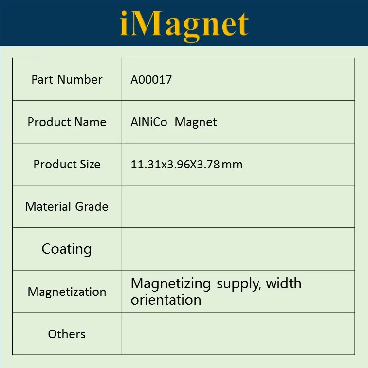 A00017 10 шт. блок AlNiCo магнит 11 31x3 96x3 78 мм пользовательская магнитная сталь|Магнитные