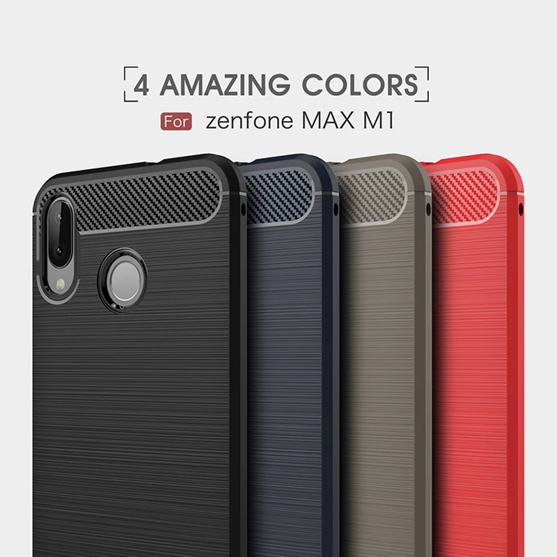 

1Pcs Luxury Mobile Phone Cases for ASUA Zenfone Max M1 Premium Silicone Drop Protection Gel carbon fiber Soft Shell
