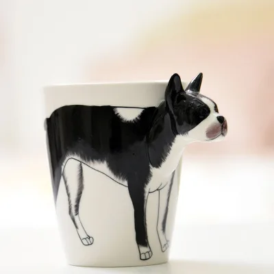 Новинка, горячая Распродажа, 3D кофейная чашка в форме животного, Офисная керамическая чайная чашка, питьевая вода, маленький подарок, креативная зубная чашка, 400 мл - Цвет: Boston Dog