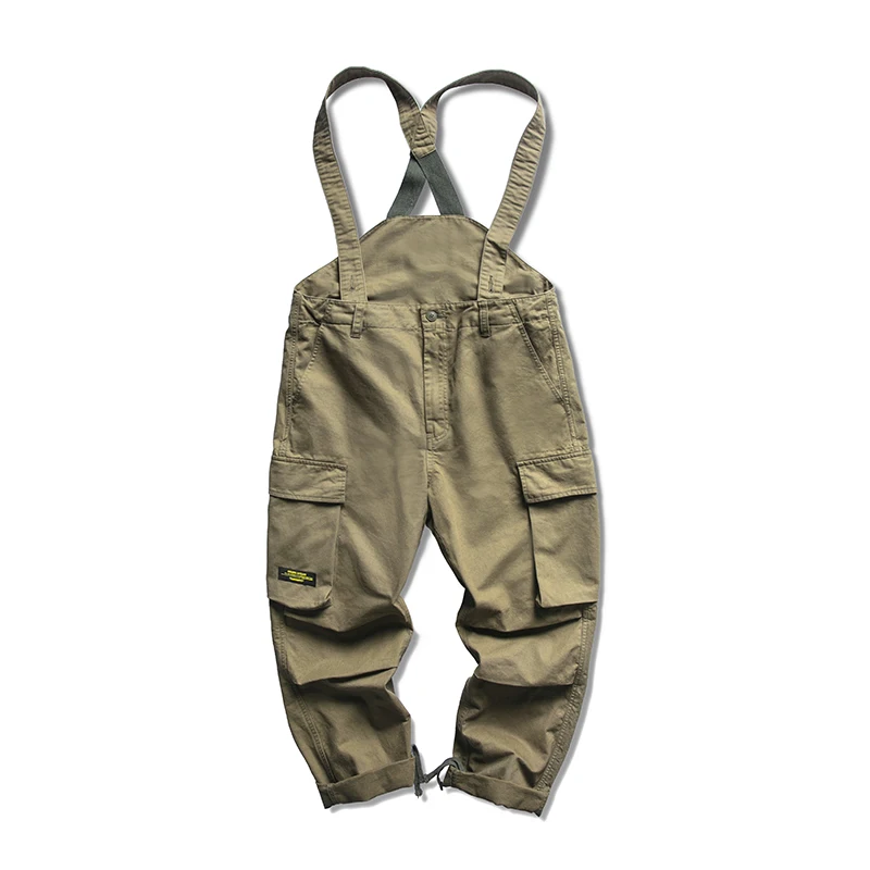 

2019 Cotton Overalls Jumpsuits Black Men's Denim Suspenders Big-Pocket Hip-Hop Loose