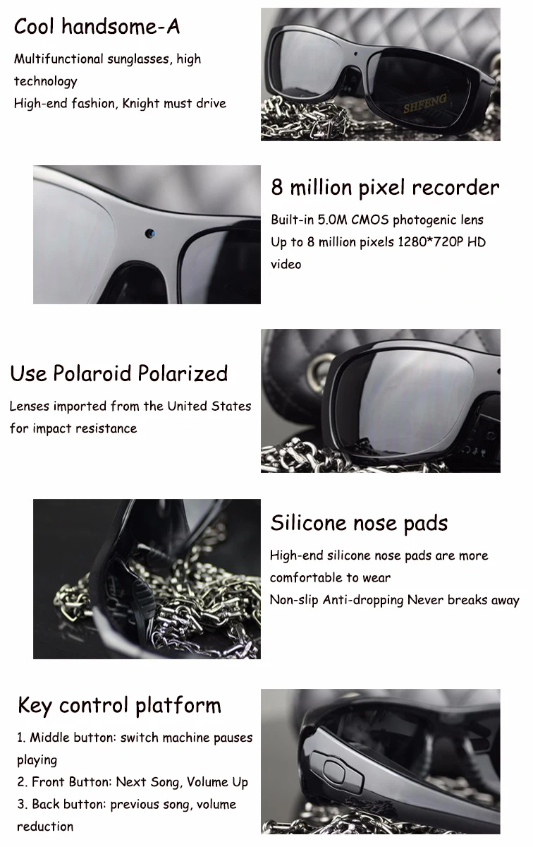 Forestfish Bluetooth солнцезащитные очки с камерой 8 Гб sd-карта HD 720P видео рекордер камера очки гарнитура для IOS Android смартфон