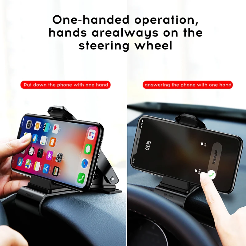 Baseus Dashboard Car Phone Holder for iPhone X Adjustable Clip Mount Holder for Samsung Phone Grip