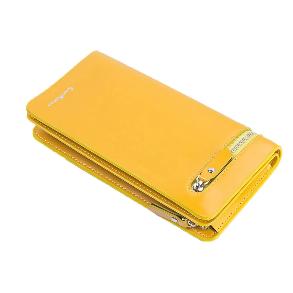 Maison fabre бумажник Для женщин монета из искусственной кожи кошелек портмоне бумажник Для женщин длинные ID карты Денежные держатель длинный клатч кошелек на молнии - Цвет: Yellow