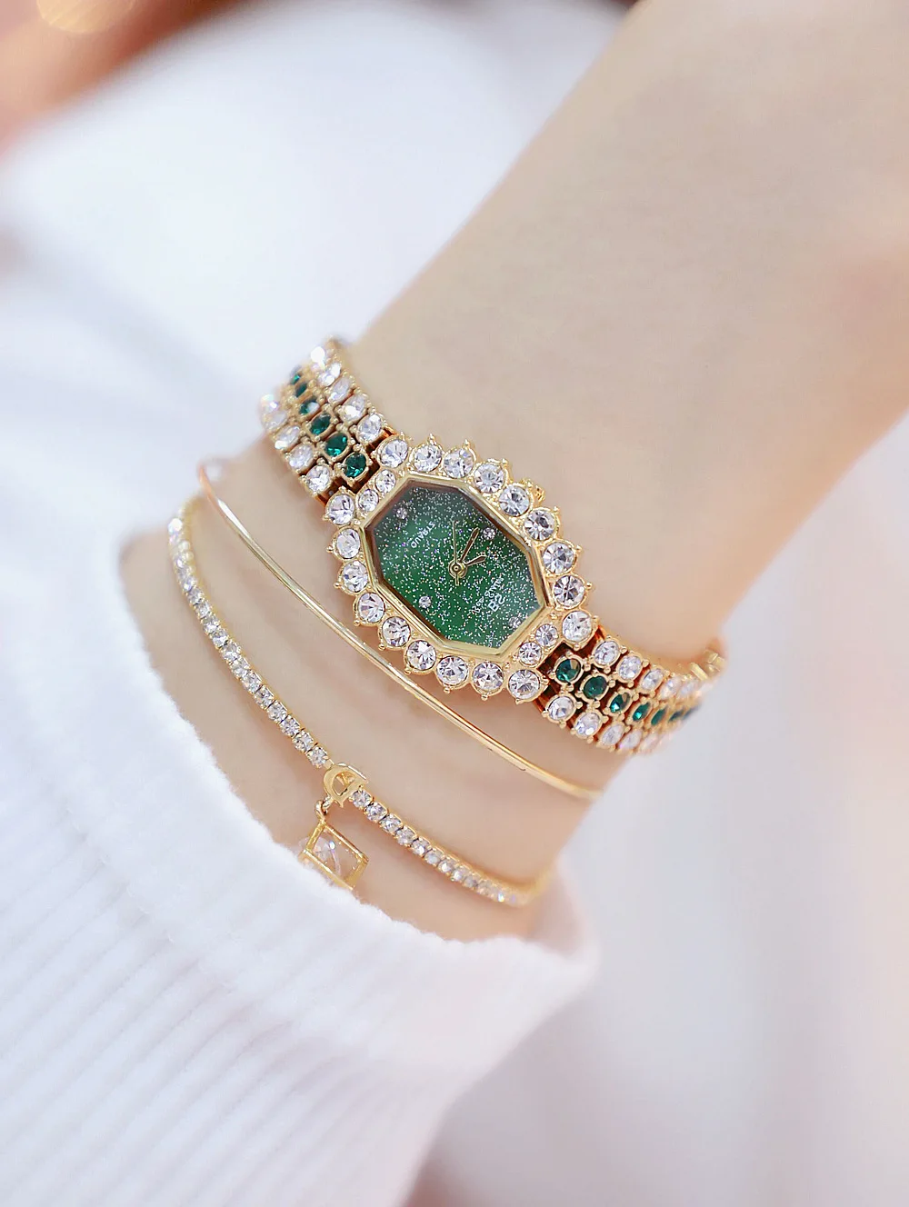 Новое поступление, роскошные женские кварцевые часы с бриллиантовым циферблатом, женские часы-браслет Zegarek Damski, нарядные часы