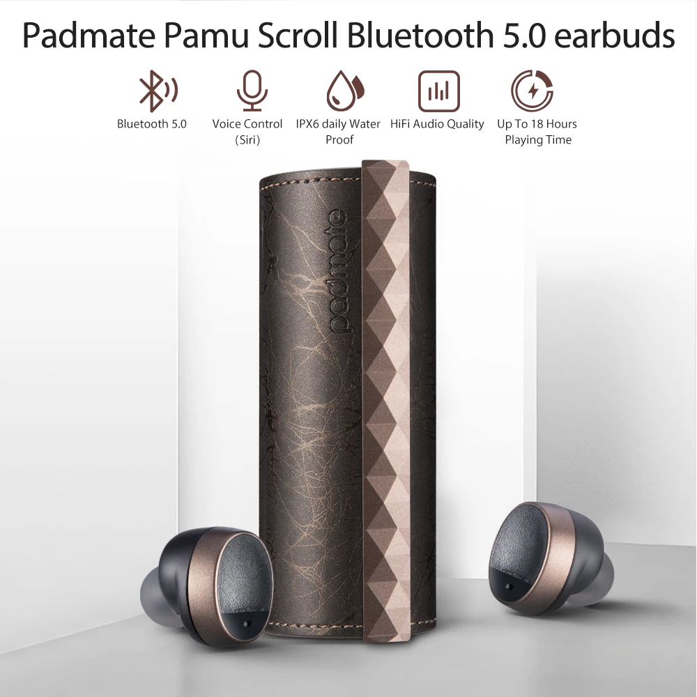 Padmate TWS Bluetooth наушники PaMu прокрутки True беспроводной зарядки спортивные наушники водонепроницаемые стерео сенсорные наушники громкой связи звонки