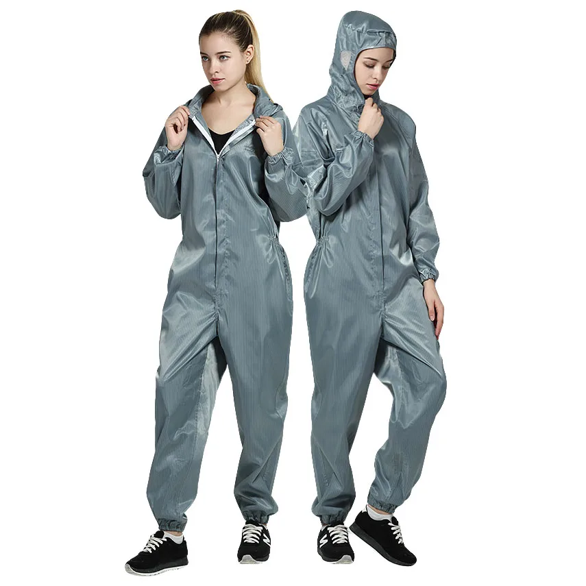 Men women Anti static Clothing Hooded Dust proof Coveralls Cleanroom