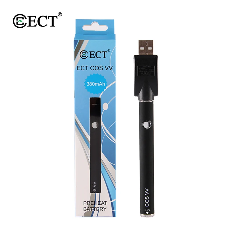 Vape Mod ECT COS Preheat VV батарея 450 мАч переменное напряжение электронная сигарета мод с usb-кабелем для 510 вапорайзер с резьбой - Цвет: Black