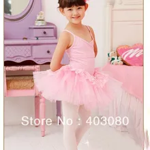 Высокое качество! Розовый и белый без рукавов детская балетная юбка для девочек платье для танцев