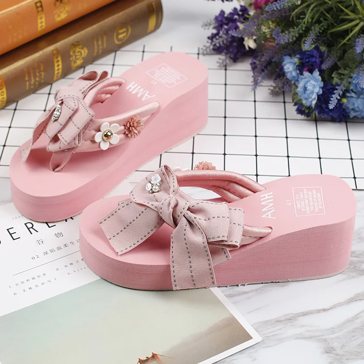 2019 Summer New Korean Womens Non-slip Wedge High Heels Flip Flops Slippers Online Ladies Fashion Platform Shoes48